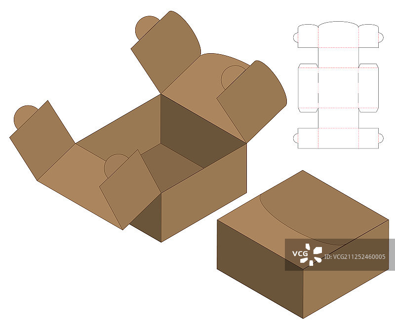 盒包装模切模板设计三维模型图片素材
