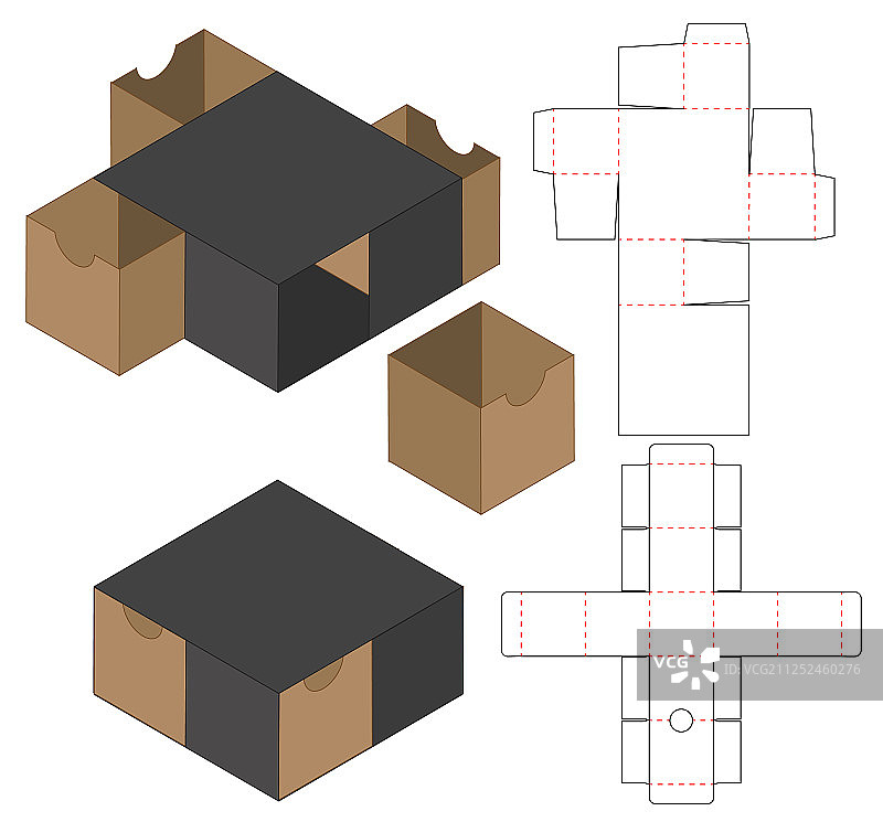 盒包装模切模板设计三维模型图片素材