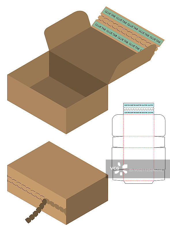 盒包装模切模板设计三维模型图片素材