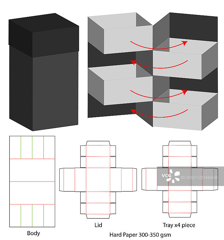 盒包装模切模板设计三维模型图片素材