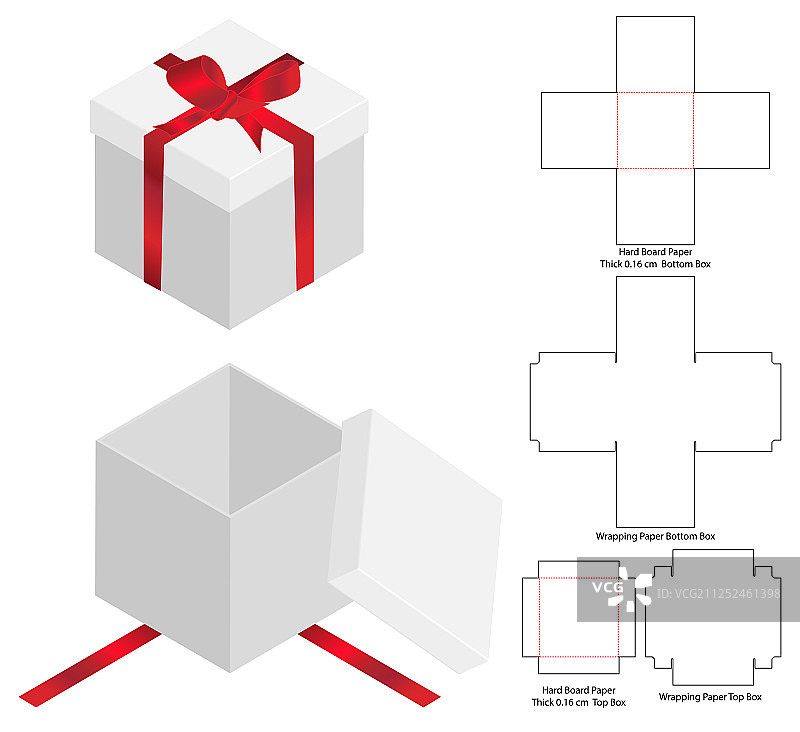 礼品盒包装模切模板3D设计图片素材