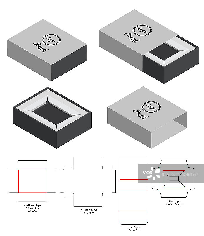 盒包装模切模板设计三维模型图片素材