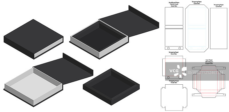 盒包装模切模板设计三维模型图片素材