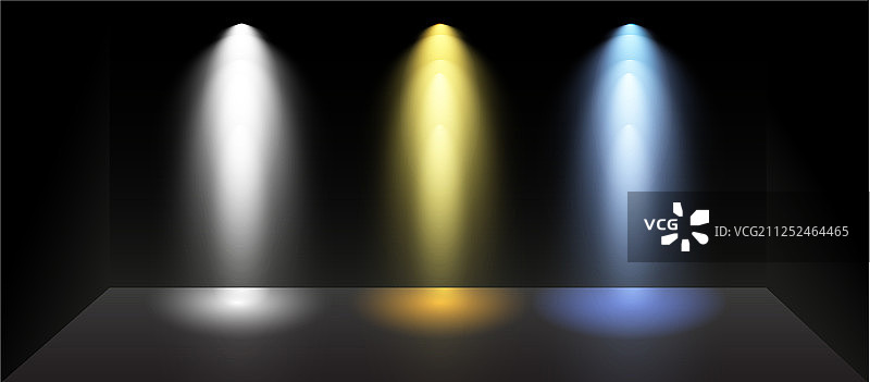 黑色背景上的彩色探照灯合集图片素材