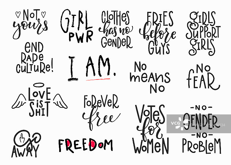 女性力量T恤引言文字图案合集图片素材