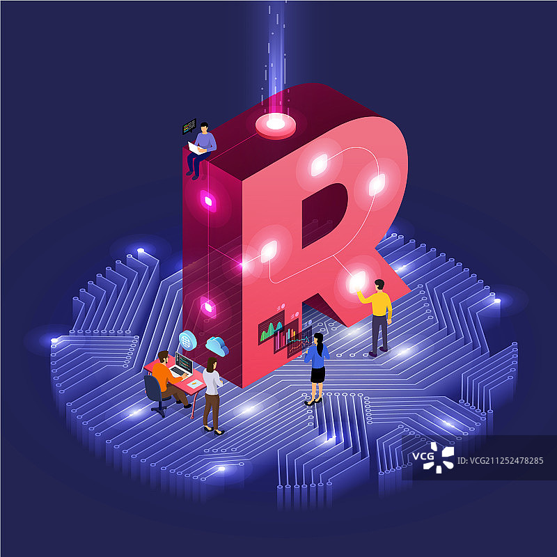 2.5D商务团队合作图片素材