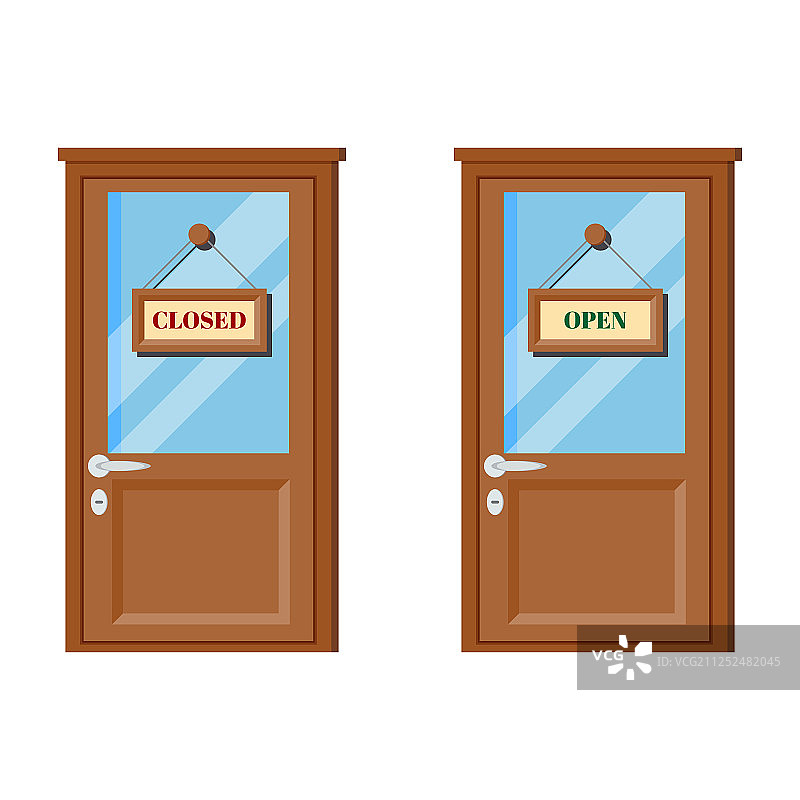 带玻璃门把手的木门套装图片素材
