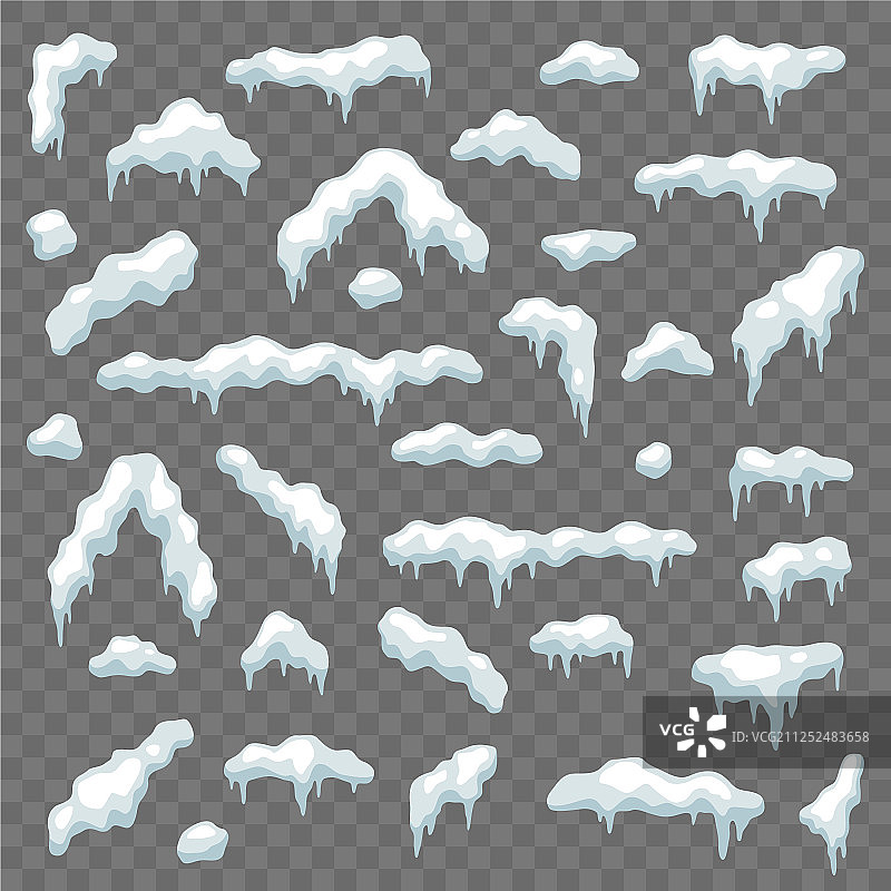 雪帽冬季雪景元素和雪堆图片素材