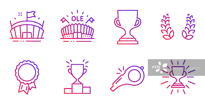 月桂花环与成功图标口哨套装图片素材