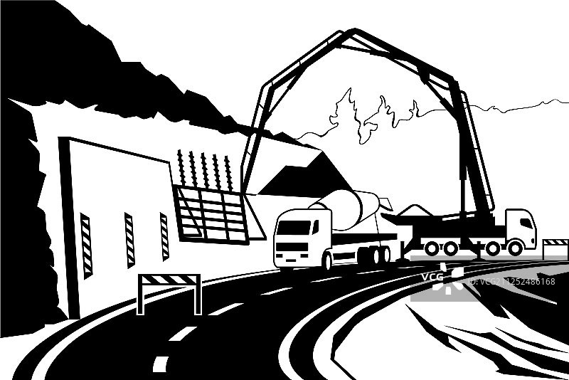 山区道路上的建筑挡土墙图片素材