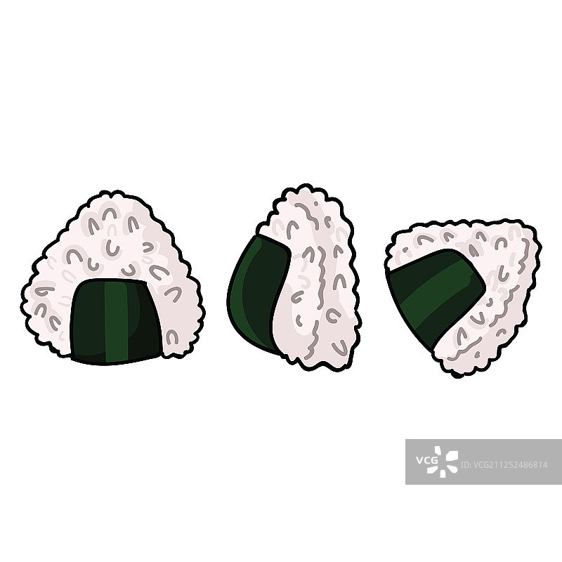 手绘日式饭团可爱三件套图片素材