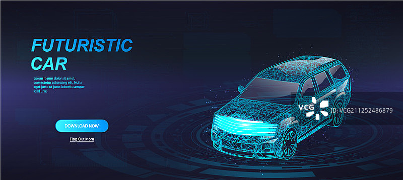 未来吉普车3D模型全息图图片素材
