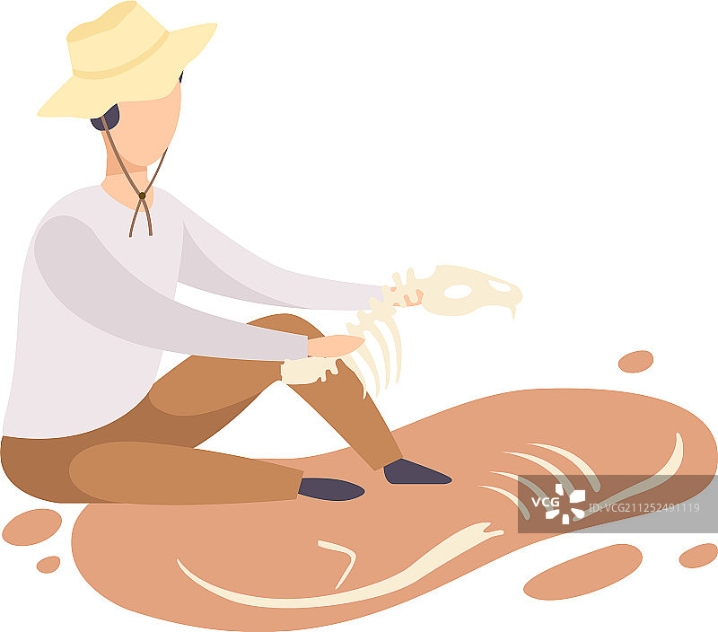 研究骨骼的男性考古学家图片素材