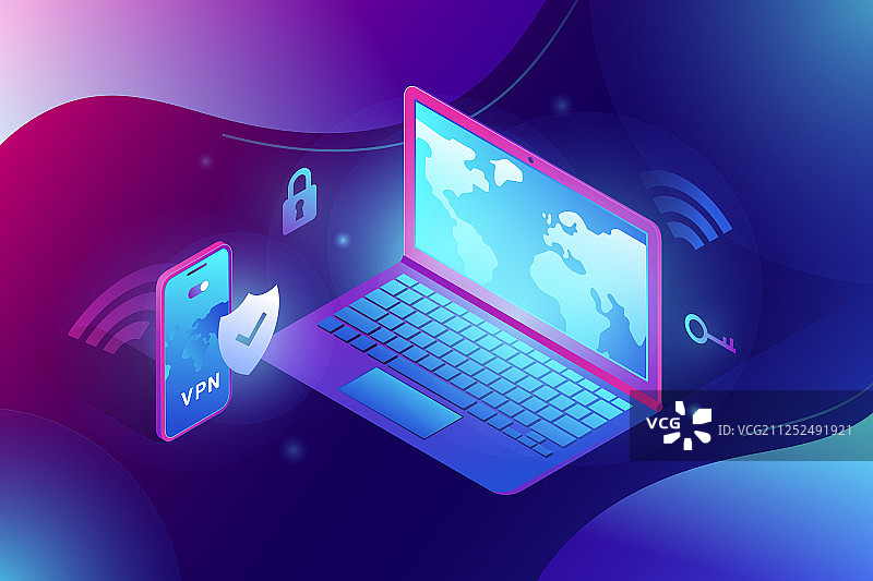 流行的2.5D VPN安全软件图片素材