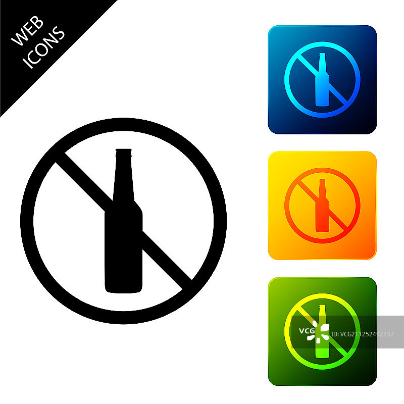 白色背景上的禁止酒精图标图片素材