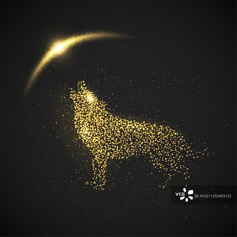 金色闪光颗粒狼嚎图片素材
