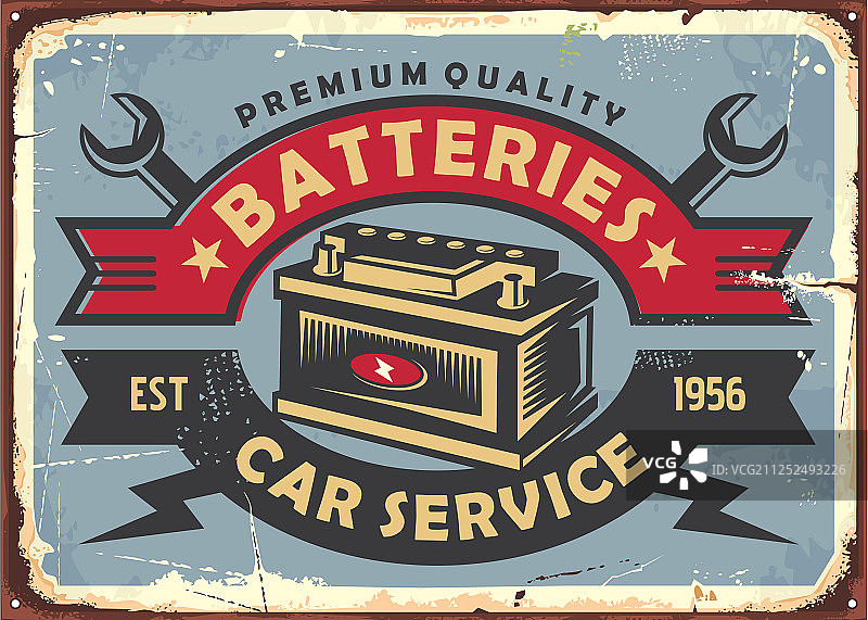 汽车电池复古海报设计图片素材