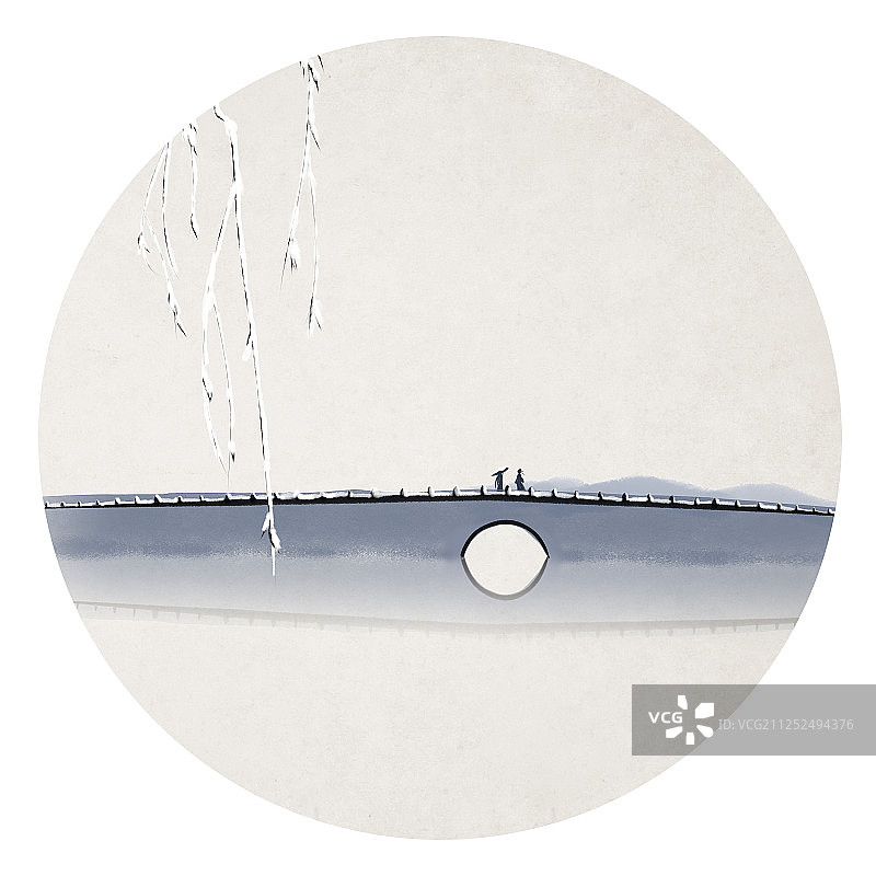 西湖十景插画断桥残雪图片素材