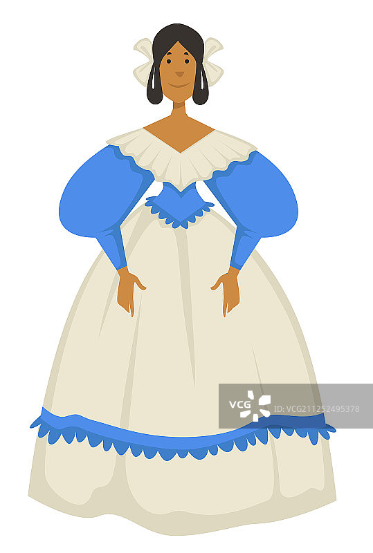 穿着舞会礼服或比德迈尔风格连衣裙的女人图片素材