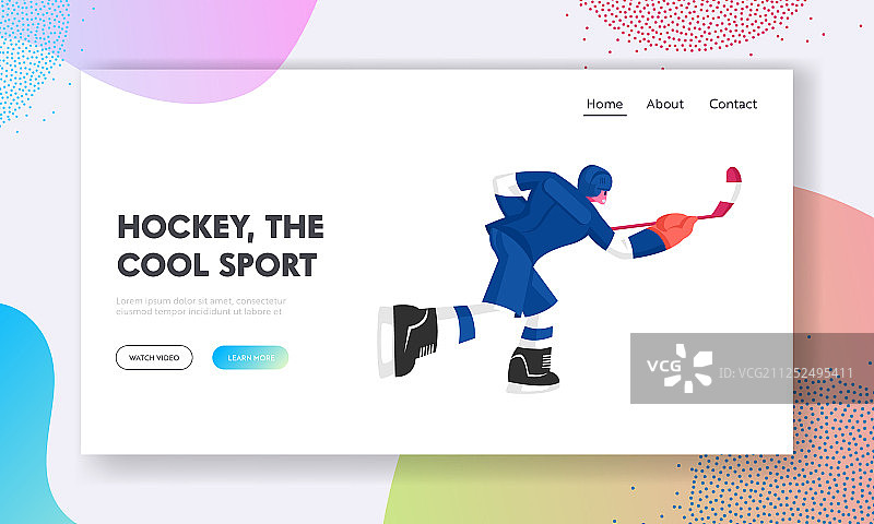 冰球运动员运动姿势网站着陆页图片素材