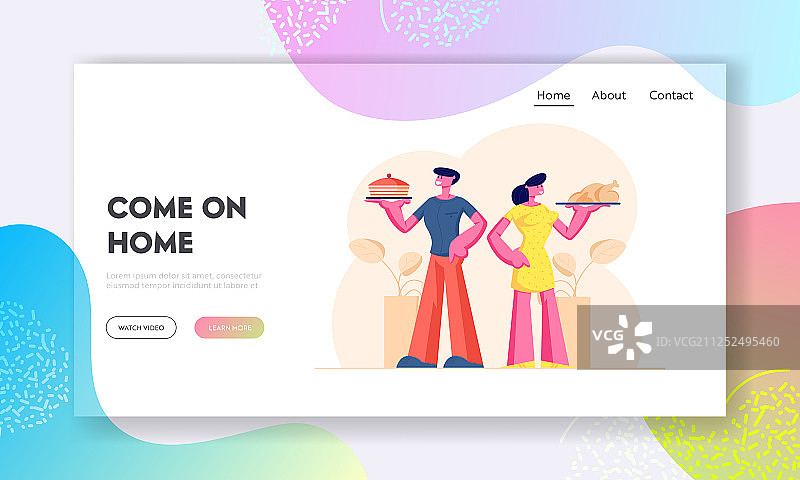 美食网站着陆页，幸福的夫妇图片素材