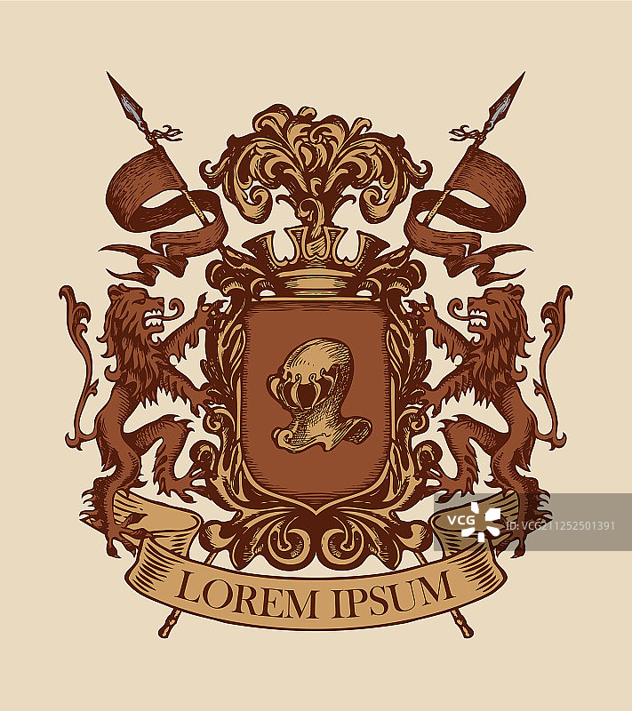 复古风格的中世纪纹章图片素材