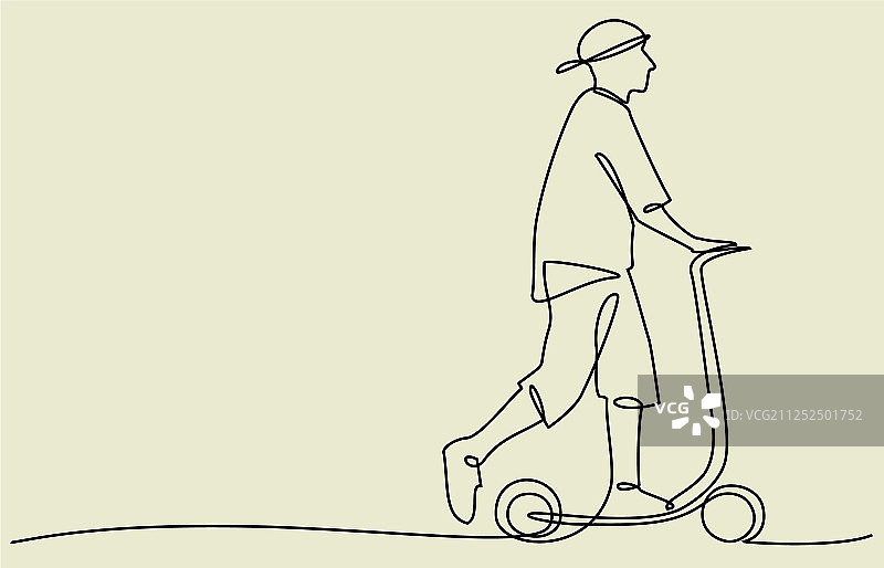 滑板车骑手单线画图片素材