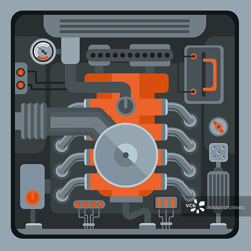 汽车发动机顶视图图片素材