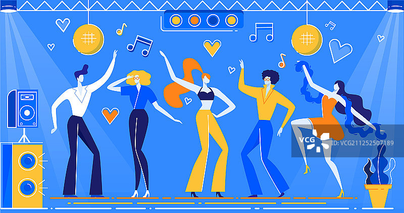 身着复古服装的迪斯科舞者图片素材