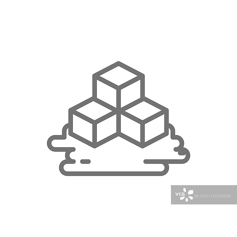 白色背景上的三个冰块线性图标图片素材