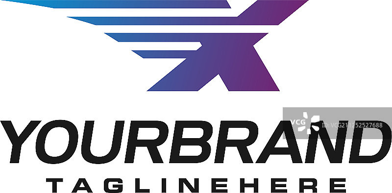 带有速度或移动感的现代快速字母X标志图片素材