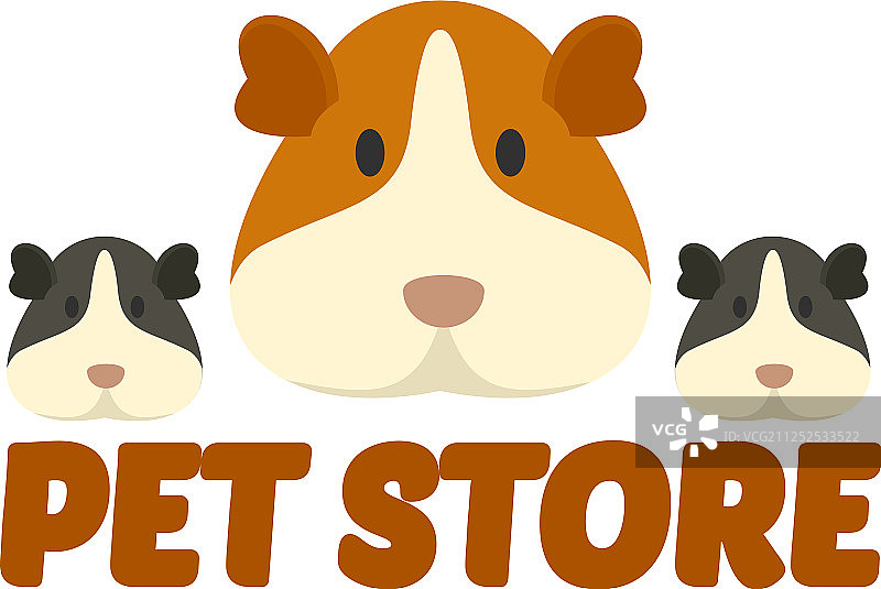 扁平风格豚鼠宠物店logo图片素材
