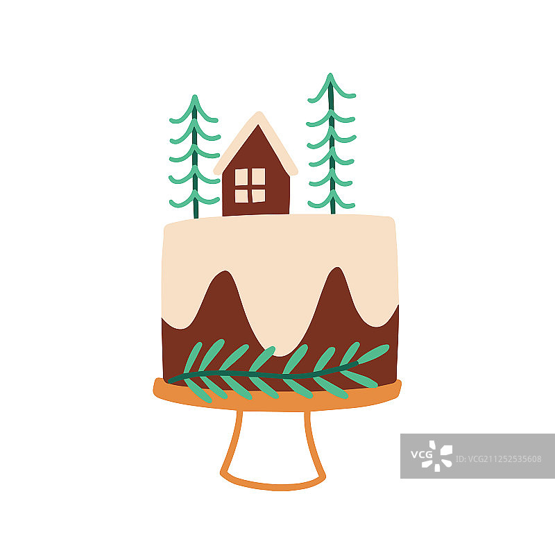 圣诞蛋糕扁平风设计图片素材