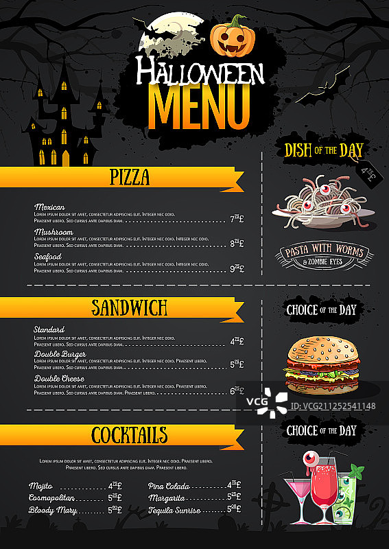 万圣节菜单设计与南瓜灯图片素材