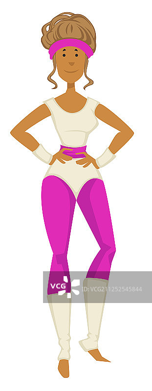 身穿80年代健身服装的女孩图片素材