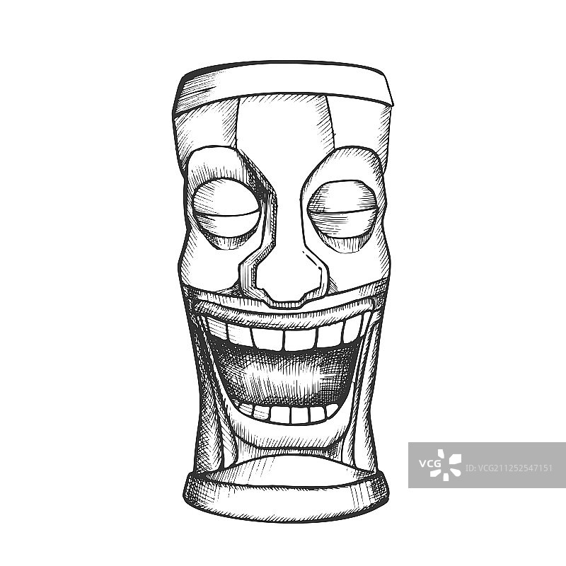 提基神像雕刻木制哭泣图腾墨水图片素材