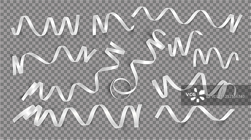 透明背景上的逼真白色丝带图片素材