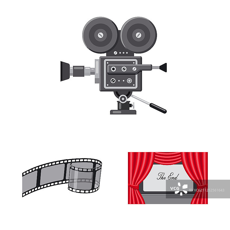 孤立的电影院和剧院符号套装图片素材