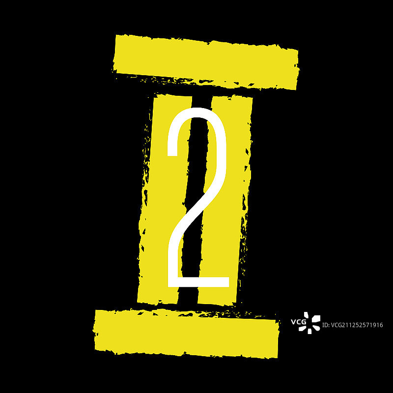 黑色背景上的黄色罗马数字2图片素材