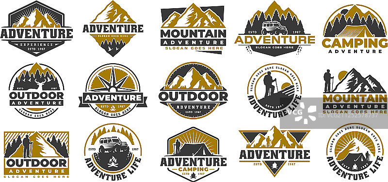 户外探险复古标志图片素材