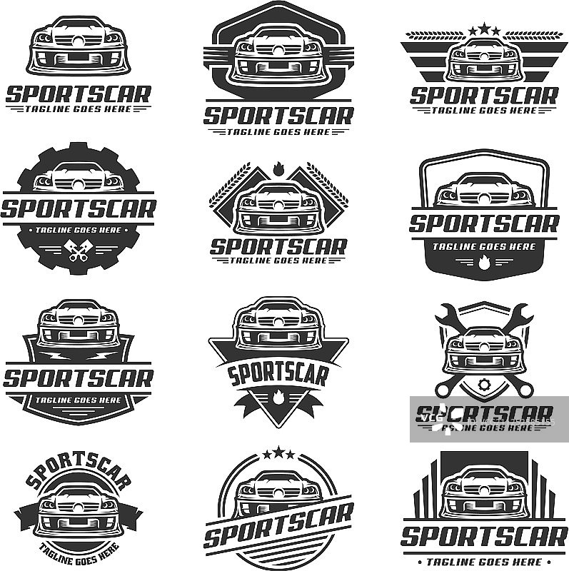 一组跑车标志模版或图标图片素材