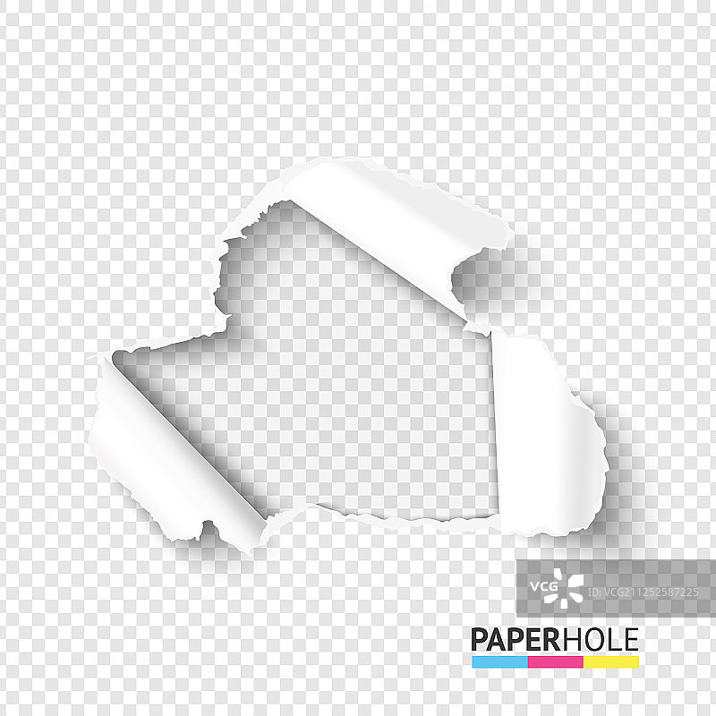 透明背景的撕裂纸张上的空白孔图片素材