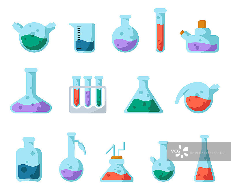 实验室烧瓶图标集图片素材