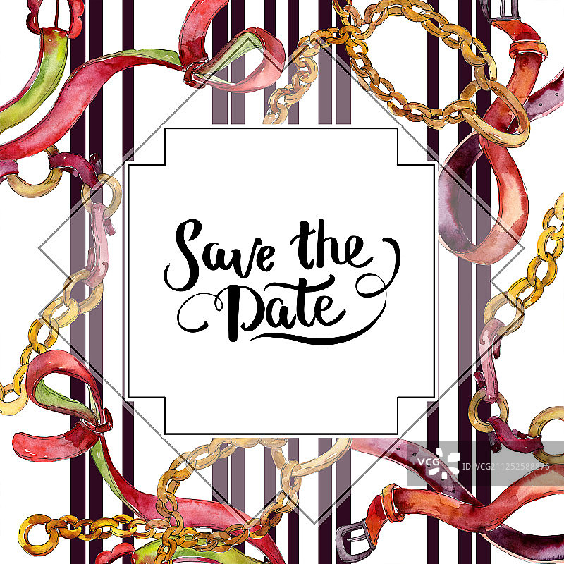 金色链条皮革腰带时尚插画图片素材