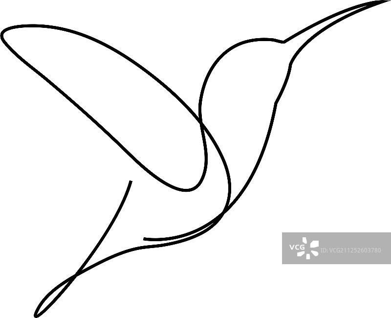 蜂鸟飞行剪影手绘线条设计图片素材