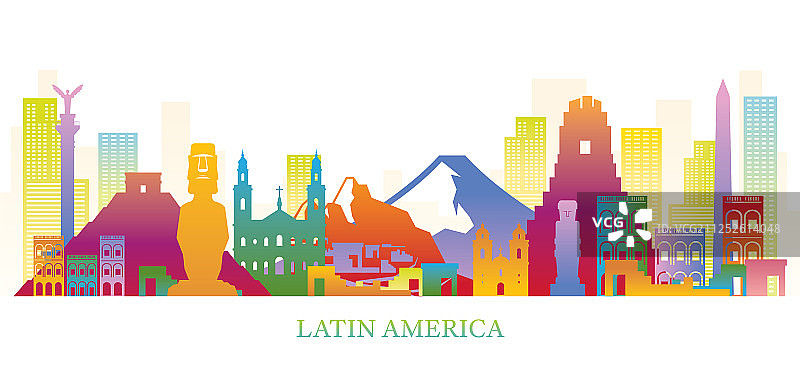 拉丁美洲天际线地标彩色图片素材