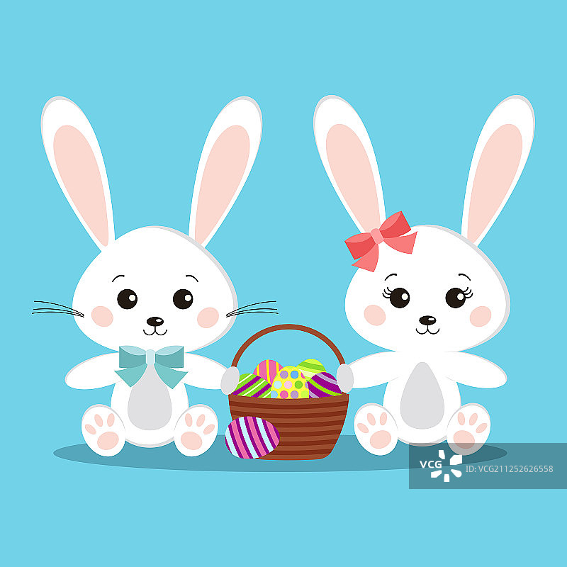 一对可爱的小白兔图片素材