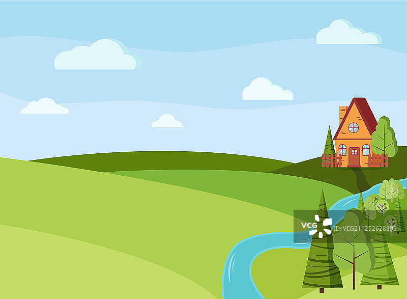 卡通红色春/夏景观图片素材