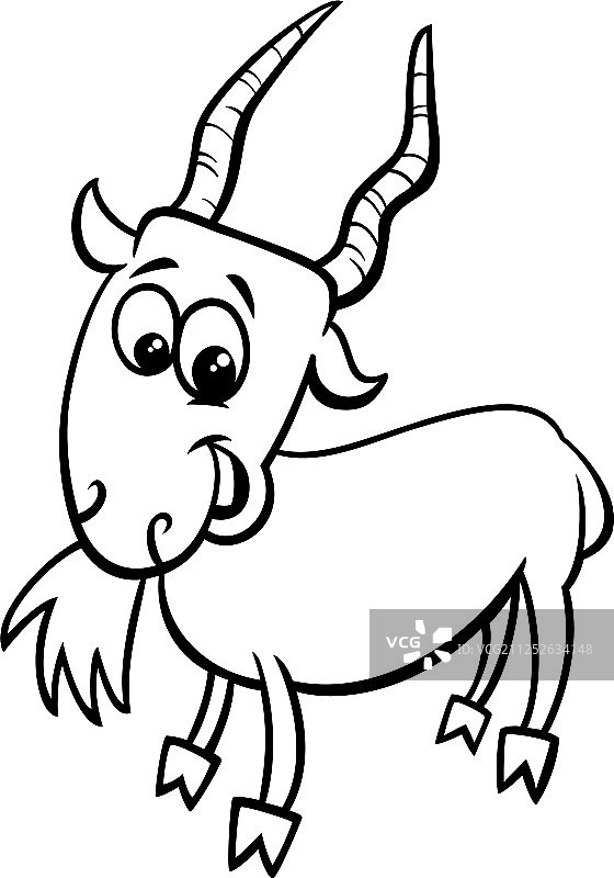 彩色绘本山羊农场动物角色图片素材