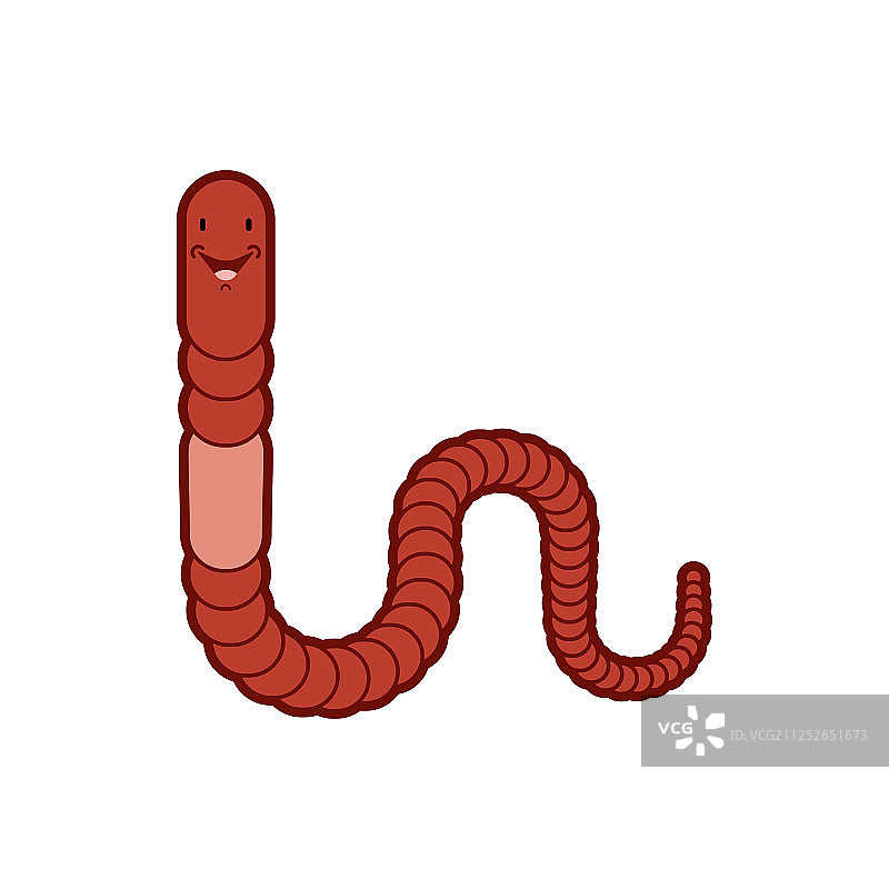 白色背景下的隔离蚯蚓图片素材